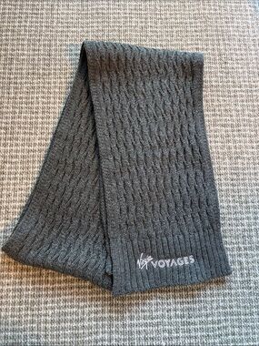 Virgin Voyages Embroidered beanie hat and Cable Knit Scarf- Charcoal Gray